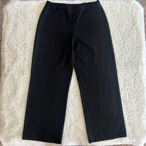 Eileen Fisher Black Pull On Cropped Wide Leg Pants- Small -Viscose/Nylon/Spandex